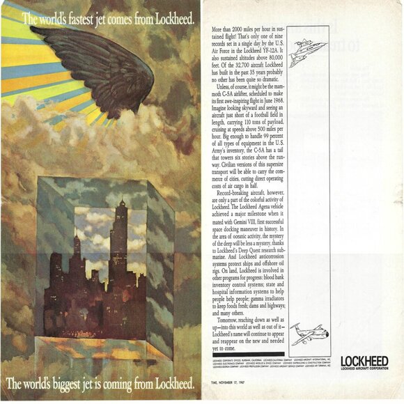 1967 Lockheed Aircraft World’s Fastest Biggest Jet Vintage Print Ad/Poster - Picture 1 of 1